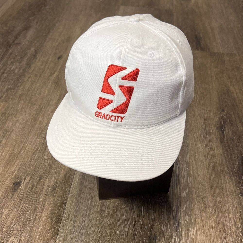 GRADCITY‎ Snapback Hat White Red HS College Spring Break Party Rave Cruise Cap